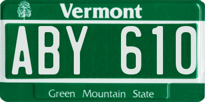 VT license plate ABY610
