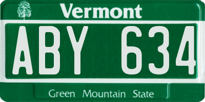 VT license plate ABY634