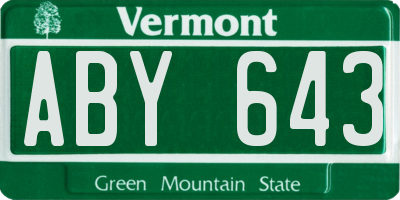 VT license plate ABY643