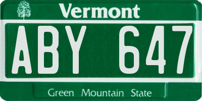VT license plate ABY647