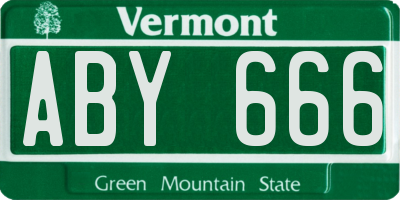 VT license plate ABY666