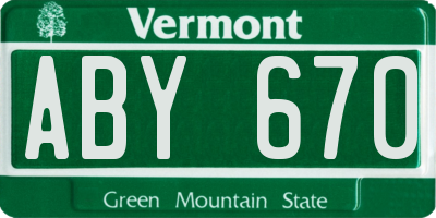 VT license plate ABY670