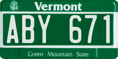VT license plate ABY671