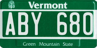 VT license plate ABY680