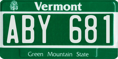 VT license plate ABY681