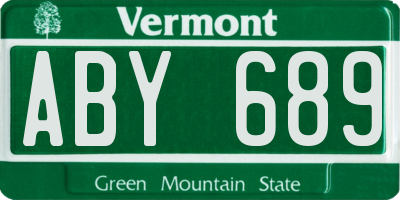 VT license plate ABY689