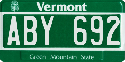 VT license plate ABY692