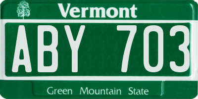 VT license plate ABY703