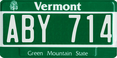 VT license plate ABY714