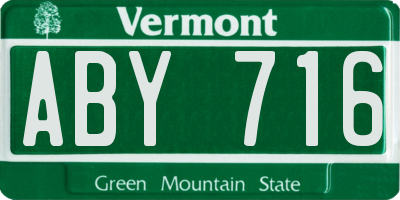 VT license plate ABY716