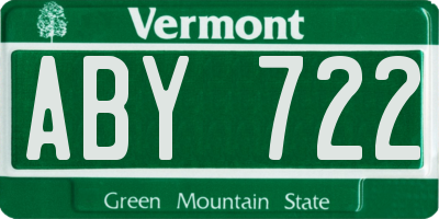 VT license plate ABY722