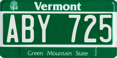 VT license plate ABY725