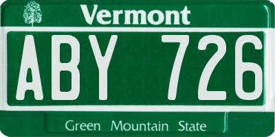 VT license plate ABY726