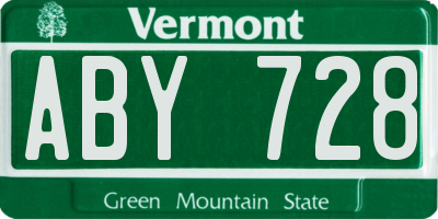 VT license plate ABY728