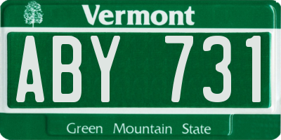 VT license plate ABY731