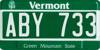 VT license plate ABY733