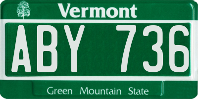 VT license plate ABY736