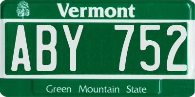 VT license plate ABY752