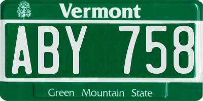 VT license plate ABY758