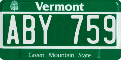 VT license plate ABY759
