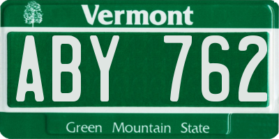 VT license plate ABY762