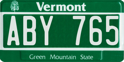 VT license plate ABY765