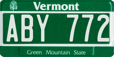 VT license plate ABY772