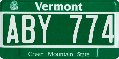 VT license plate ABY774