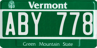 VT license plate ABY778