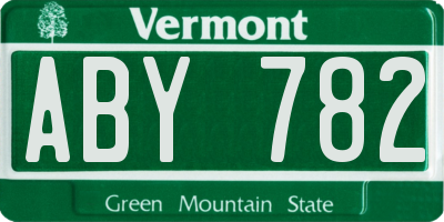 VT license plate ABY782