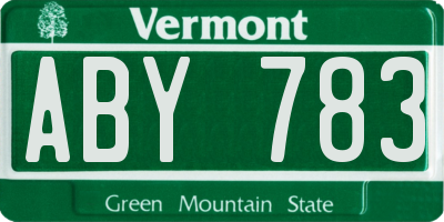 VT license plate ABY783