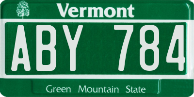 VT license plate ABY784