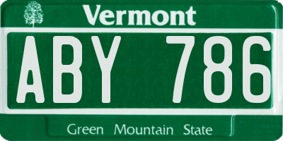 VT license plate ABY786