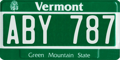 VT license plate ABY787