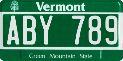 VT license plate ABY789