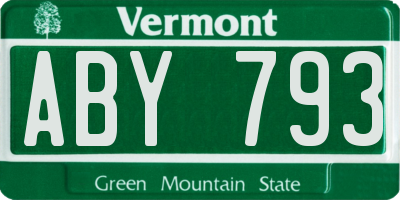 VT license plate ABY793