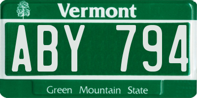 VT license plate ABY794