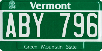 VT license plate ABY796
