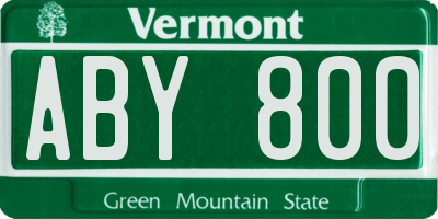 VT license plate ABY800
