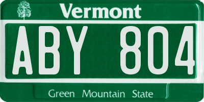 VT license plate ABY804