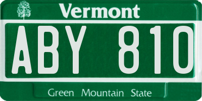 VT license plate ABY810