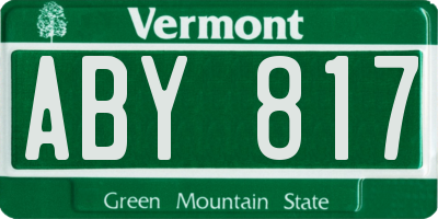 VT license plate ABY817