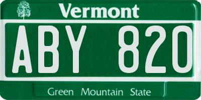 VT license plate ABY820