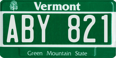 VT license plate ABY821