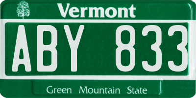 VT license plate ABY833