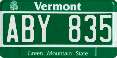 VT license plate ABY835
