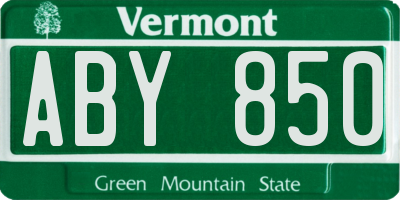 VT license plate ABY850