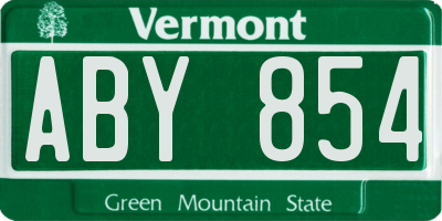 VT license plate ABY854