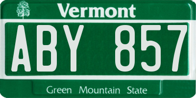 VT license plate ABY857