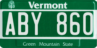 VT license plate ABY860